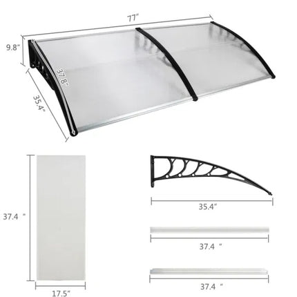 Outdoor Front Door Window Awning Patio Canopy Rain Cover UV Protected Eaves RT