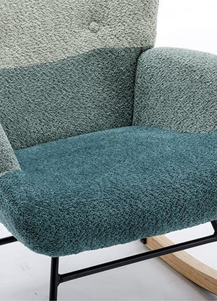 Modern Patchwork Accent Chair With Solid Wood Armrest And Feet