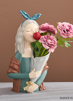 Abstract Girl Resin Sculpture