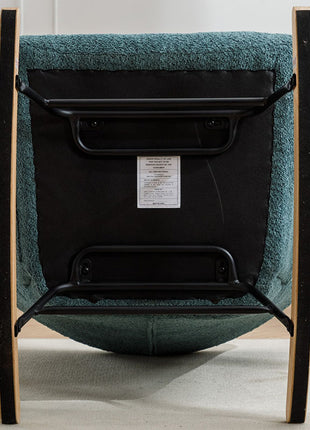 Modern Patchwork Accent Chair With Solid Wood Armrest And Feet
