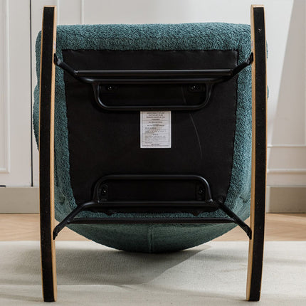 Modern Patchwork Accent Chair With Solid Wood Armrest And Feet