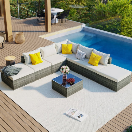 Outdoor Patio Furniture Set, Garden Wicker Sofa, Single Sofa Combinable