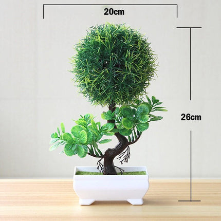 Plantas arbóreas pequeñas artificiales en macetas verdes
