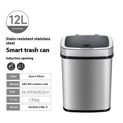 Smart Induction Stainless Steel Trash Can Home Office