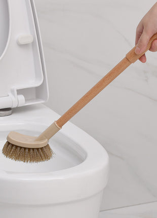 Cepillo de baño con mango de madera para el hogar, herramientas de limpieza para el baño