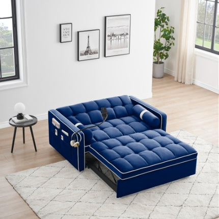 Leeper Sofa Couch W Pull Out Bed, 55 Modern Velvet