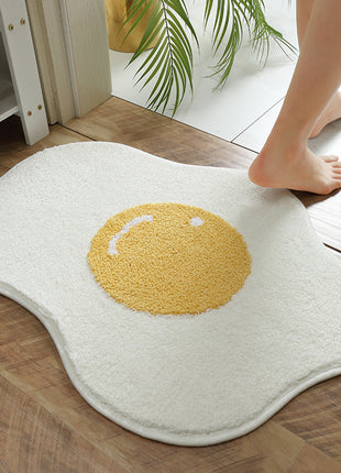 Divertida alfombra de entrada con forma de huevo, para pasillo, baño, cocina