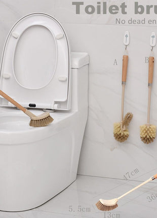 Cepillo de baño con mango de madera para el hogar, herramientas de limpieza para el baño