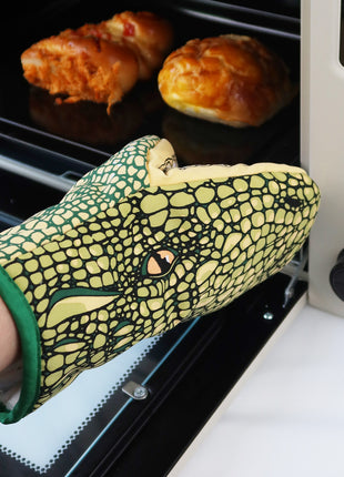 Guantes de horno con aislamiento térmico de animales de dibujos animados, antiescaldaduras para barbacoa