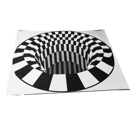 3D Vortex Carpet Black White Grid Bottomless Hole Illusion Rug