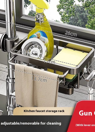 Estante de almacenamiento de aluminio para grifo y fregadero de cocina