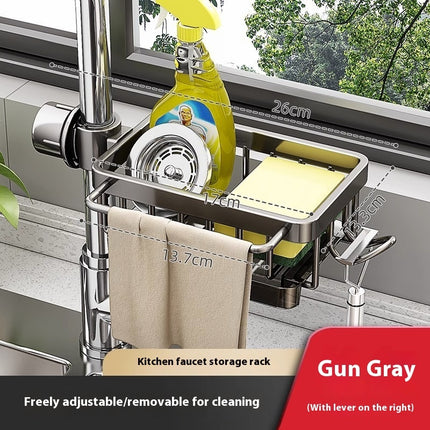 Estante de almacenamiento de aluminio para grifo y fregadero de cocina