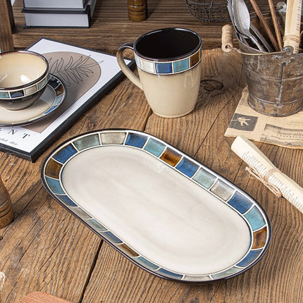 Underglaze Blue Checkered Tableware Set