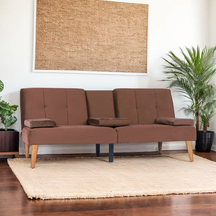 Modern Velvet Upholstered Futon Sofa Bed