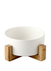 WHITE / Bowl with wooden stand / 21CM