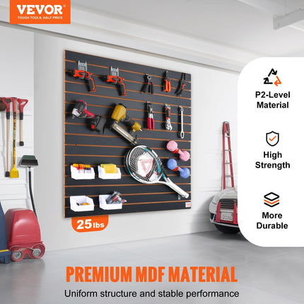 VEVOR Slatwall Panels, 4 Ft X 2 Ft Black Garage Wall Panels