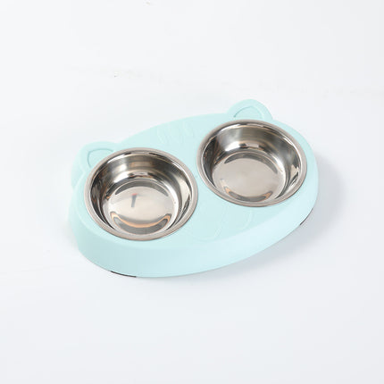 Macaron Pet Double Bowl Plastic Kitten Dog Food Drinking