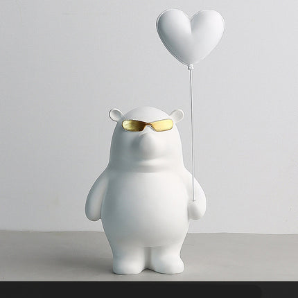 Oso de amor navideño, decoración para sala de estar infantil, manualidades de resina