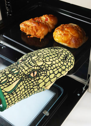 Guantes de horno con aislamiento térmico de animales de dibujos animados, antiescaldaduras para barbacoa