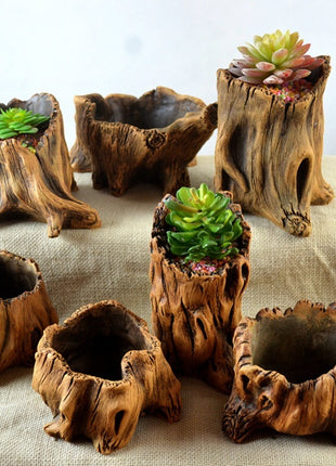 Rustic Wooden Log Planter