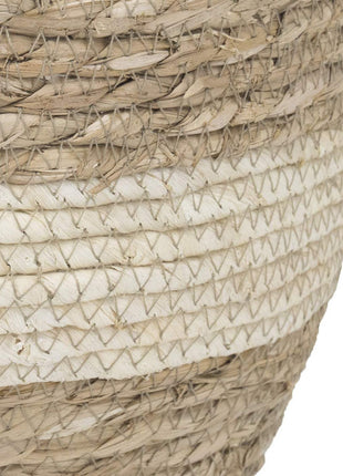 Cesta para plantar con marco de flores y maceta de paja