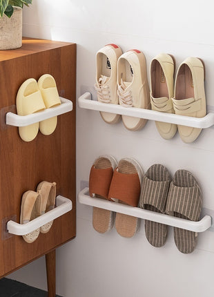 Wall-Mounted No-Drill Slipper Rack
