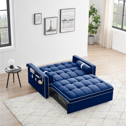 Leeper Sofa Couch W Pull Out Bed, 55 Modern Velvet