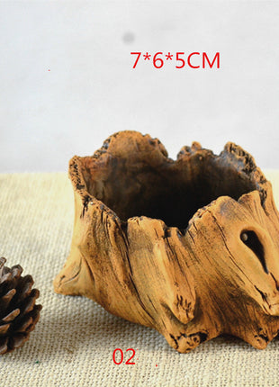 Rustic Wooden Log Planter