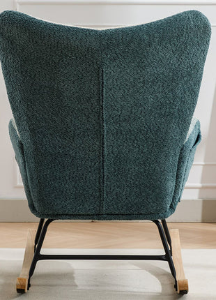 Modern Patchwork Accent Chair With Solid Wood Armrest And Feet