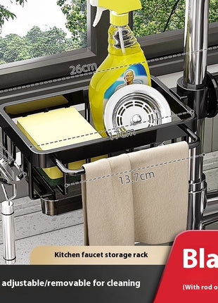 Estante de almacenamiento de aluminio para grifo y fregadero de cocina