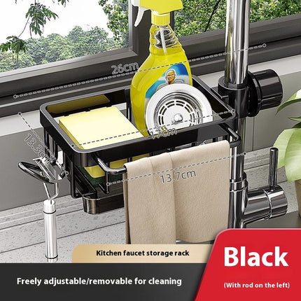 Estante de almacenamiento de aluminio para grifo y fregadero de cocina