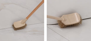 Cepillo de baño con mango de madera para el hogar, herramientas de limpieza para el baño