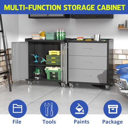 Heavy-Duty Metal Garage Storage Cabinet With Wheels
