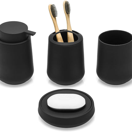 Matte Black Bathroom Accessory Set