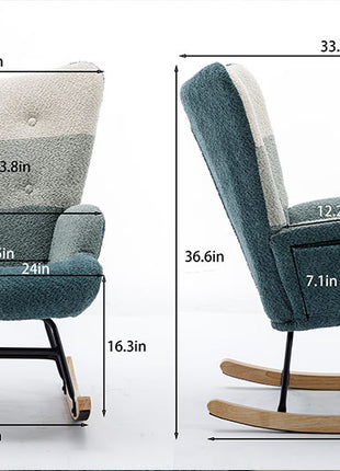 Modern Patchwork Accent Chair With Solid Wood Armrest And Feet