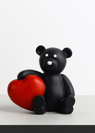 Oso de amor navideño, decoración para sala de estar infantil, manualidades de resina
