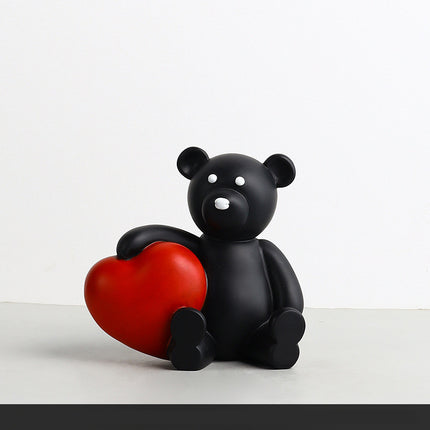 Oso de amor navideño, decoración para sala de estar infantil, manualidades de resina