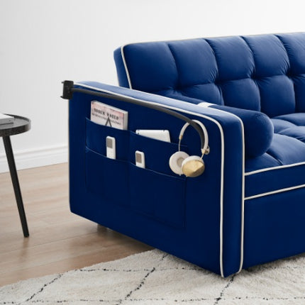 Leeper Sofa Couch W Pull Out Bed, 55 Modern Velvet