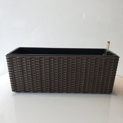 Balcony Rattan Long Flower Pot Automatic Water Feeding Lazy Flower Pot Large Planting Basin