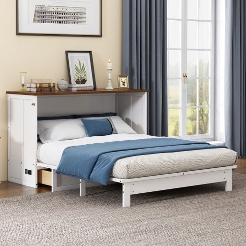 Solid Pine Murphy Bed Chest With Charging Station