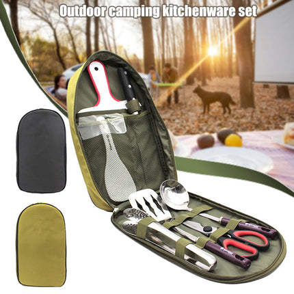8pcs Camp Kitchen Cooking Utensil Set Travel Organizer Grill