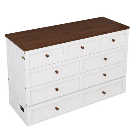 Solid Pine Murphy Bed Chest With Charging Station