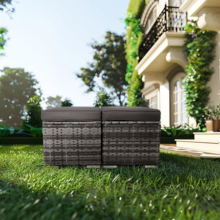 2-Piece Wicker Ottoman Set