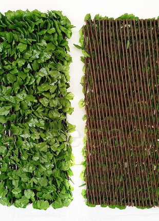 Valla de patio, decoración de balcón, plantas verdes, plantas artificiales