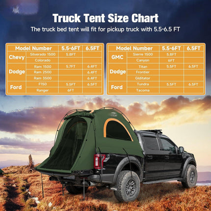 Truck Bed Tent Fit 5.5-5.8ft Truck Bed Easy Setup For Camping