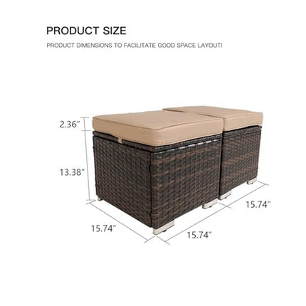 2-Piece Wicker Ottoman Set
