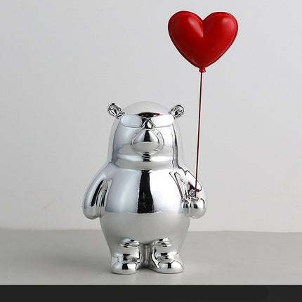 Oso de amor navideño, decoración para sala de estar infantil, manualidades de resina