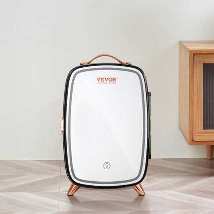 Mini refrigerador Vevor de 6 litros para el cuidado de la piel con luz LED y espejo HD