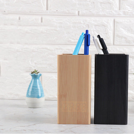 Portalápices creativo, despertador, regalo para oficina y hogar, reloj de madera sencillo