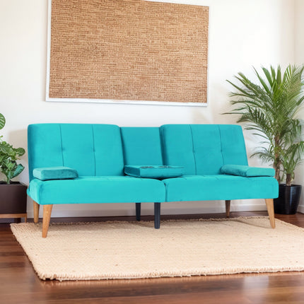 Modern Velvet Upholstered Futon Sofa Bed
